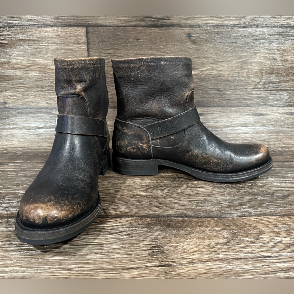 NEW w/o Box FRYE VERONICA FLEX BOOTIE IN DISTRESSED ANTIQUE BLACK SIZE 8 #3 - Picture 6 of 8